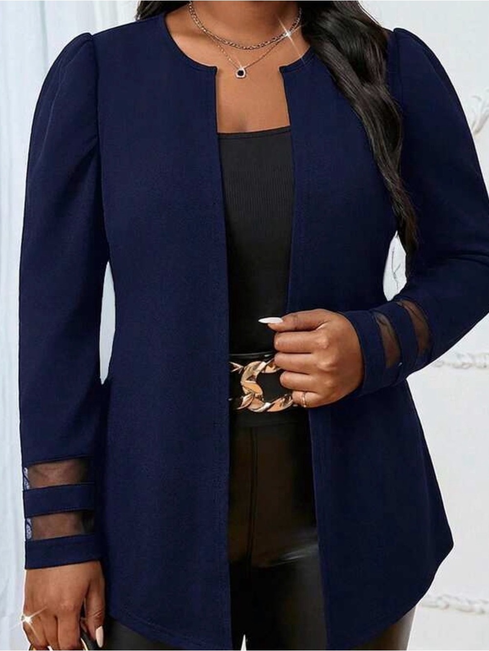 SHEIN Navy Open-Front Women's Stylish Cardigan very Lightweight Jacket/ Size 2XL